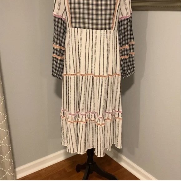Veronica Beard Eileen Paneled Checked Georgette Midi Dress Size M - Picture 9 of 12